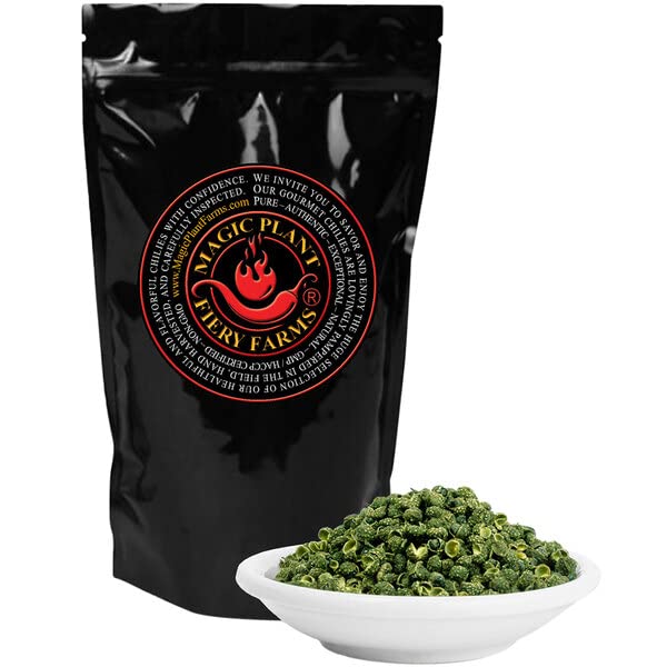 Green Sancho Peppercorn Powder by Fiery Farms – (1 Lb) Fine Ground Sancho Powder | Exciting Citrusy Mouth Tingling Spice | Mild Heat - Asian Staple but Great on all Cuisines | Non-GMO - Natural