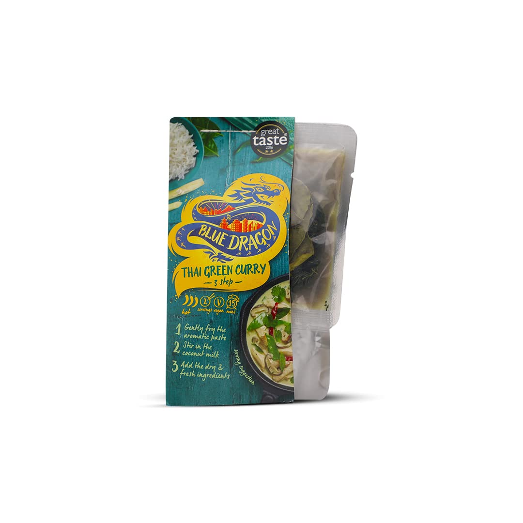 Blue Dragon Thai Green Curry 3 Step | No Preservative & Artificial Colors | Vegan | Peanuts, Nuts, Sesame And Soya | Thai Green Curry - 253g