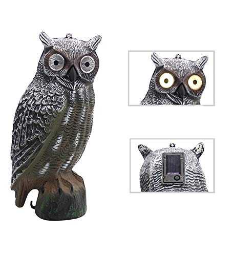 YOFITSolar Bird Scarecrow Fake Horned Owl Decoy, Bird Repellent Garden Protectors, Natural Enemy Pest Deterrent Scarecrow