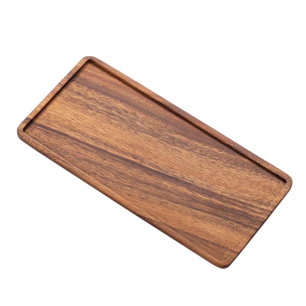 INOOMP Rustic Walnut Wooden Tray Wood Serving Tray Platter Tea Tray Coffee Table Tray Small