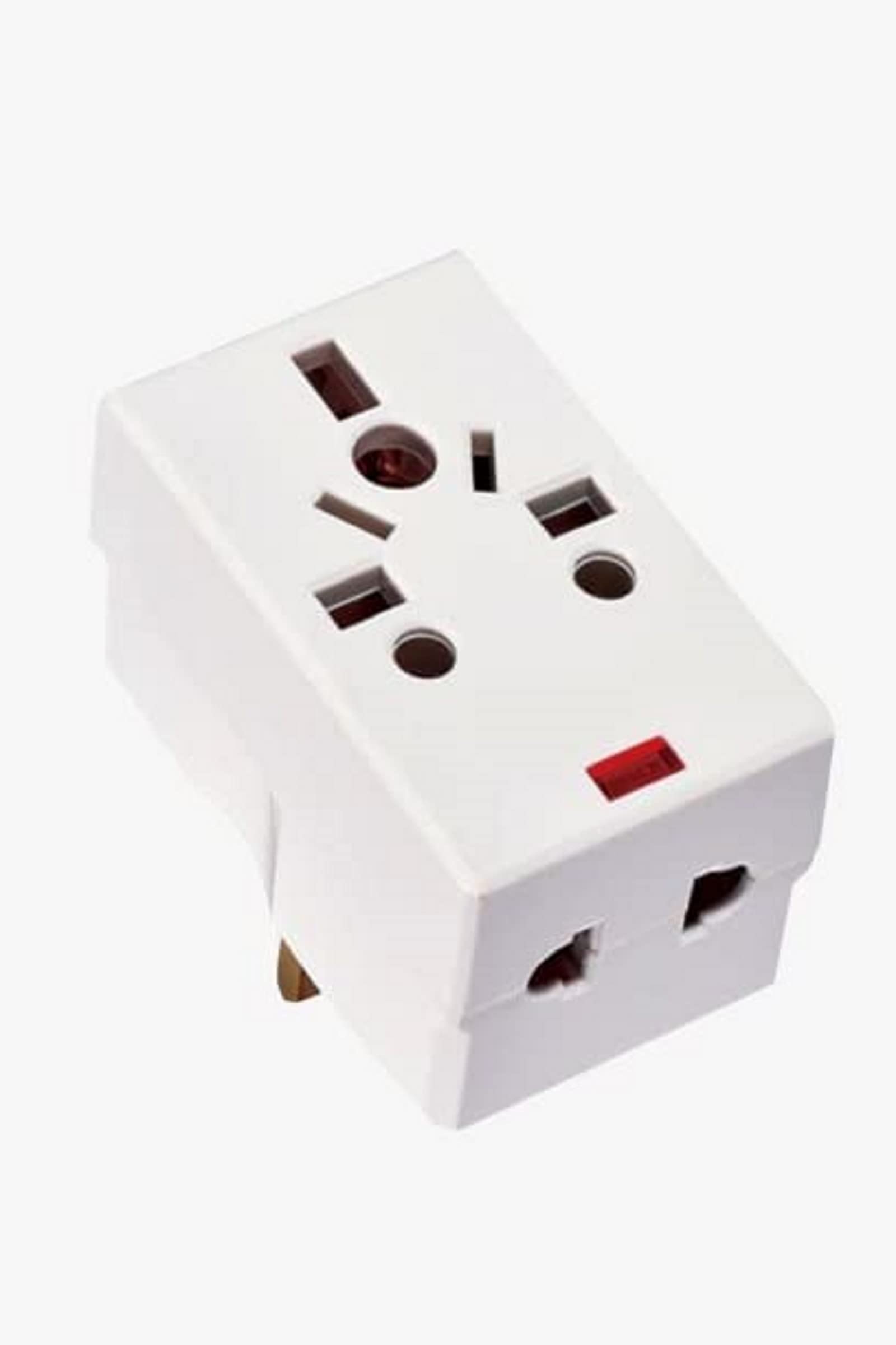 Melfi™ 03 Way Adapter with Square-Pin, Universal Socket with Light and 13A Fuse - 3 Pin Plug Adapter.