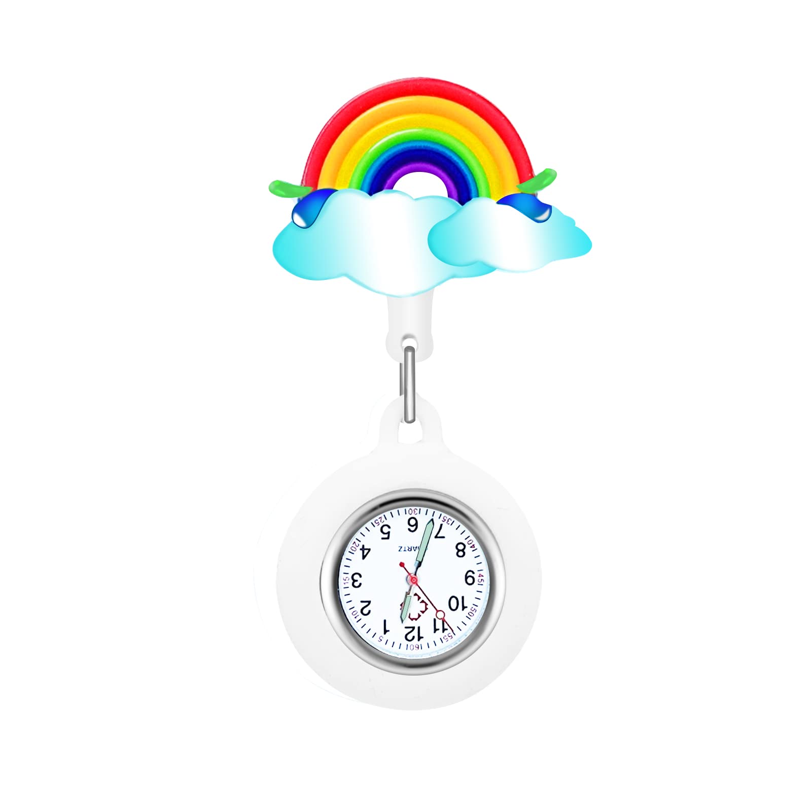 BEHAHAINurse Watch Rainbow Pocket Watch Retractable Clip on Fob Watch Nurse Clock Fob Hanging Watch for Nurses Quartz Nurse Watch Glow in Dark Medical Pocket Watch for Nurses Doctors Paramedic Men Women