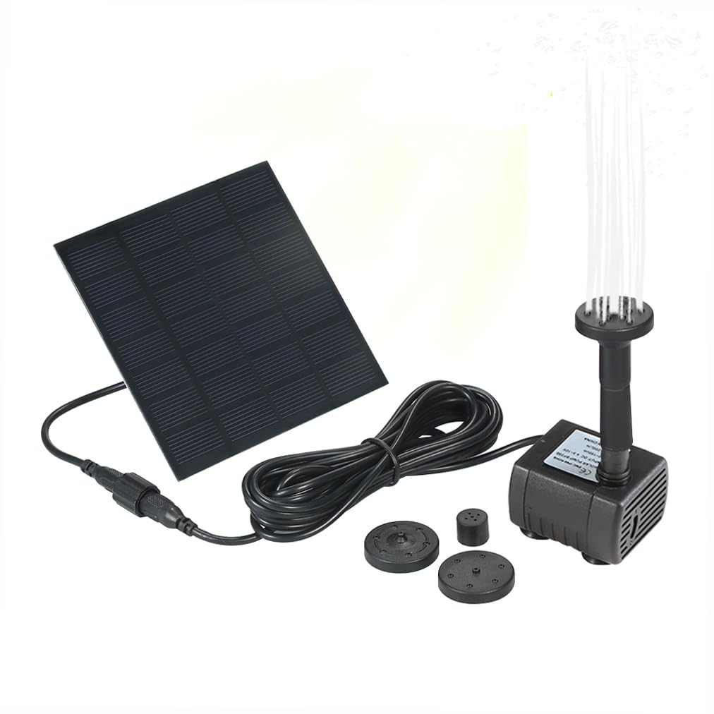 Decdeal Solar Water Pump,Upgrade 1.6W Solar Fountain with 4 Nozzle,Solar Panel Kit Outdoor Fountain for Outdoor Small Pond, Patio Garden and Fish Tank