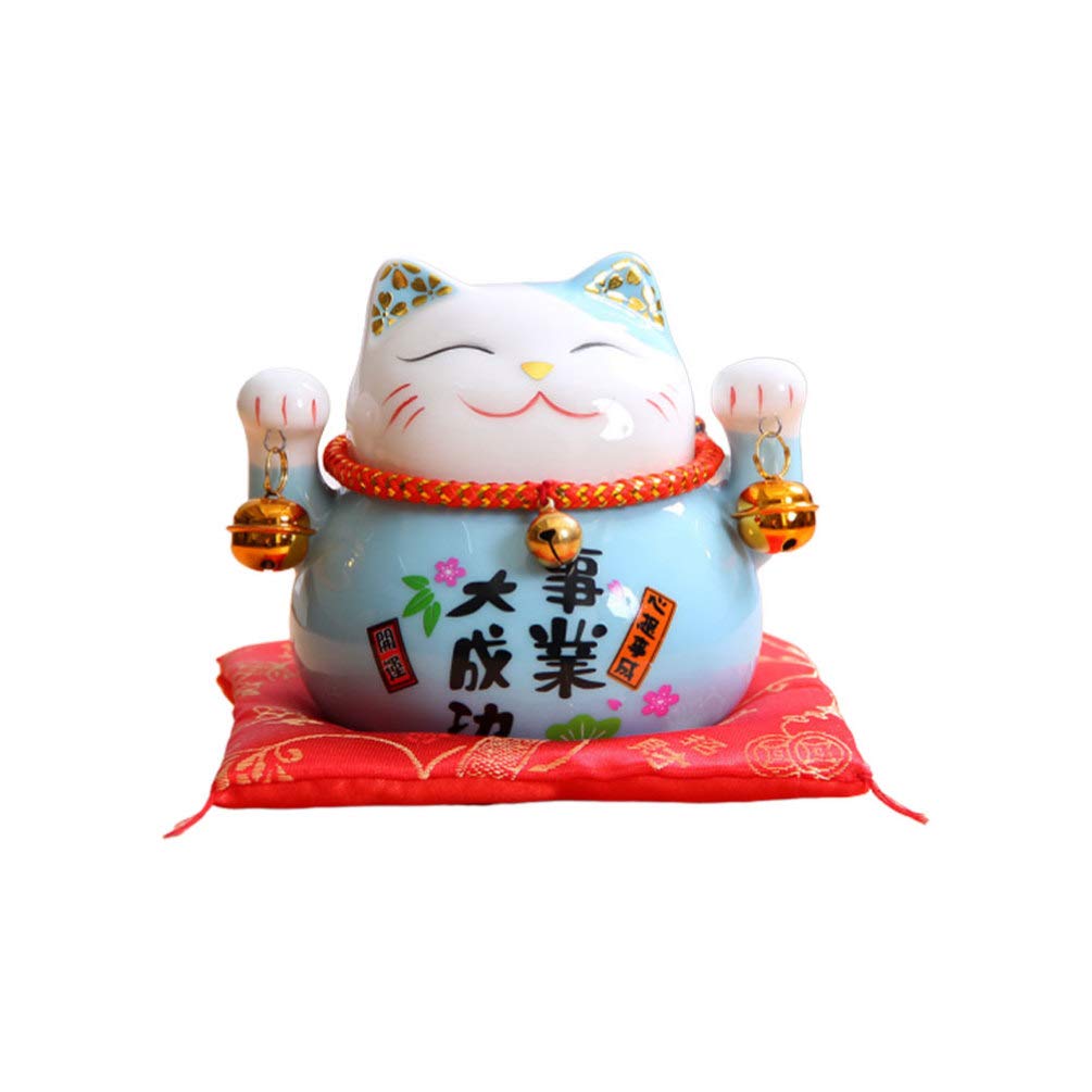 Garneck Lucky Cat Piggy Bank with Two Bells Ceramic Maneki Neko Kitty Coin Bank Porcelain Money Change Pot 2020 New Year Ornament Feng Shui Decor