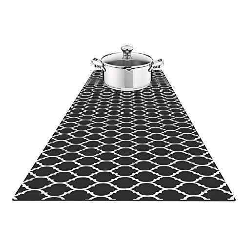 Fennoma Hotrun 2 in 1 Heat Resistant Trivet & Table Runner, 47 Inches Long Trivet for Hot Pots and Pans, Handles Heat Up to 356F, Anti Slip, Waterproof, Ideal for Countertops (Décor Black)