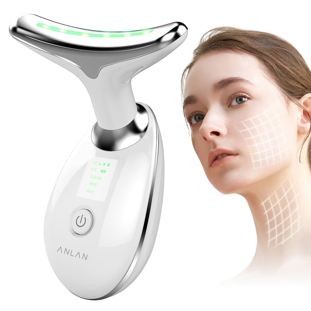 ANLAN Face Massager, Anti-Wrinkle Face Device with 3 Modes 45°C for SkinTightening & Neck Lifting EMS Massage Face Toning Firming for Women