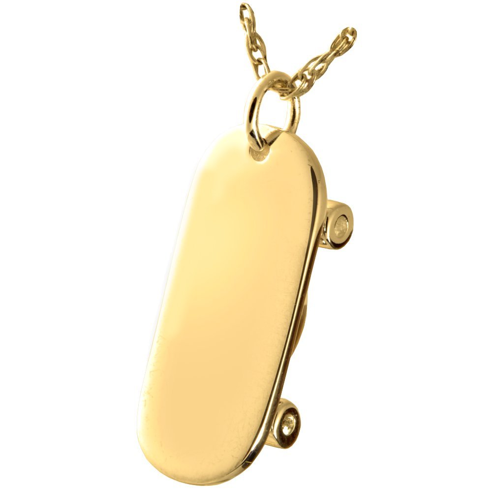 Memorial Gallery 3856gp Skateboard 14K Gold/Sterling Silver Plating Cremation Pet Jewelry