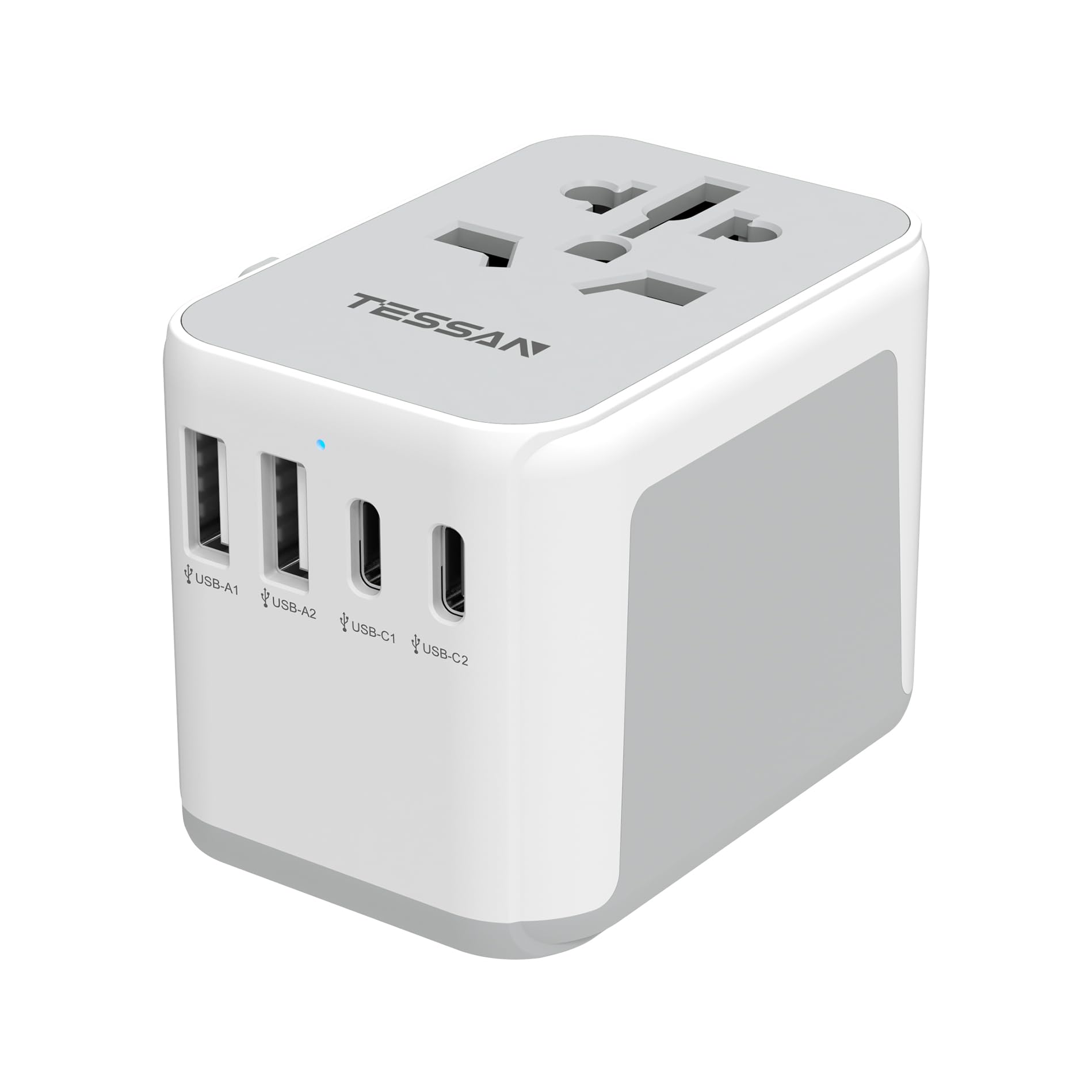 TESSAN Universal Travel Adapter Worldwide with 2 USB C and 2 USB A Ports, Universal Plug Adaptor UK to World, International Travel Adapter for Multi Countries EU, USA, UK, Australia, Thailand etc.