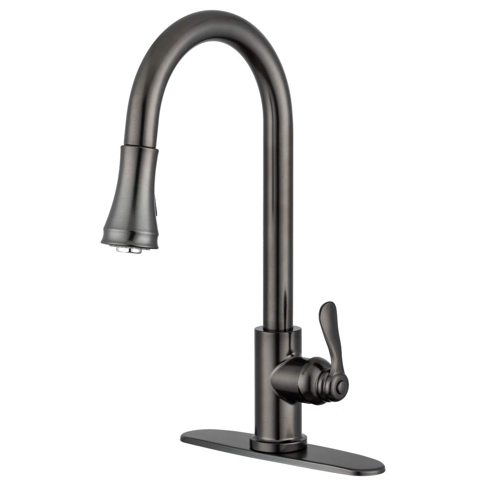 Pacific Bay Vicenza Single-Handle Pull-Down Sprayer Kitchen Sink Faucet - Spot-Resistant - Optional Deck Plate Included (Venetian Bronze) - Latest Model