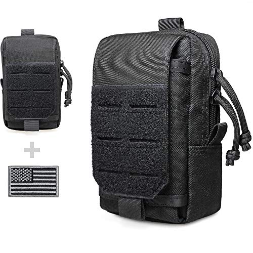 WYNEX Tactical EDC Pouch, Molle Utility Pouches Gadget Organizer Phone Holder Waist Pack IFAK Bag Smartphone Pouch Tool Holster Pocket Gadget Waist Pack U.S.A Patch Included