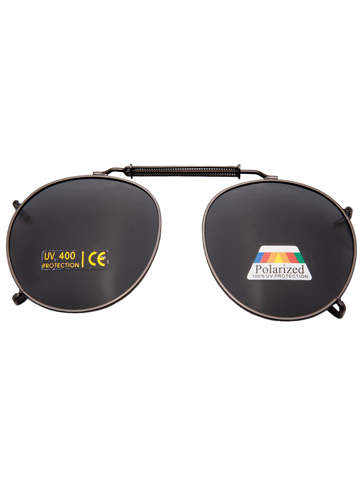 JO Clip on Sunglasses for Men,Round Polarized Clip on Sunglasses Over Prescription Glasses with Expansion Bridges 7798