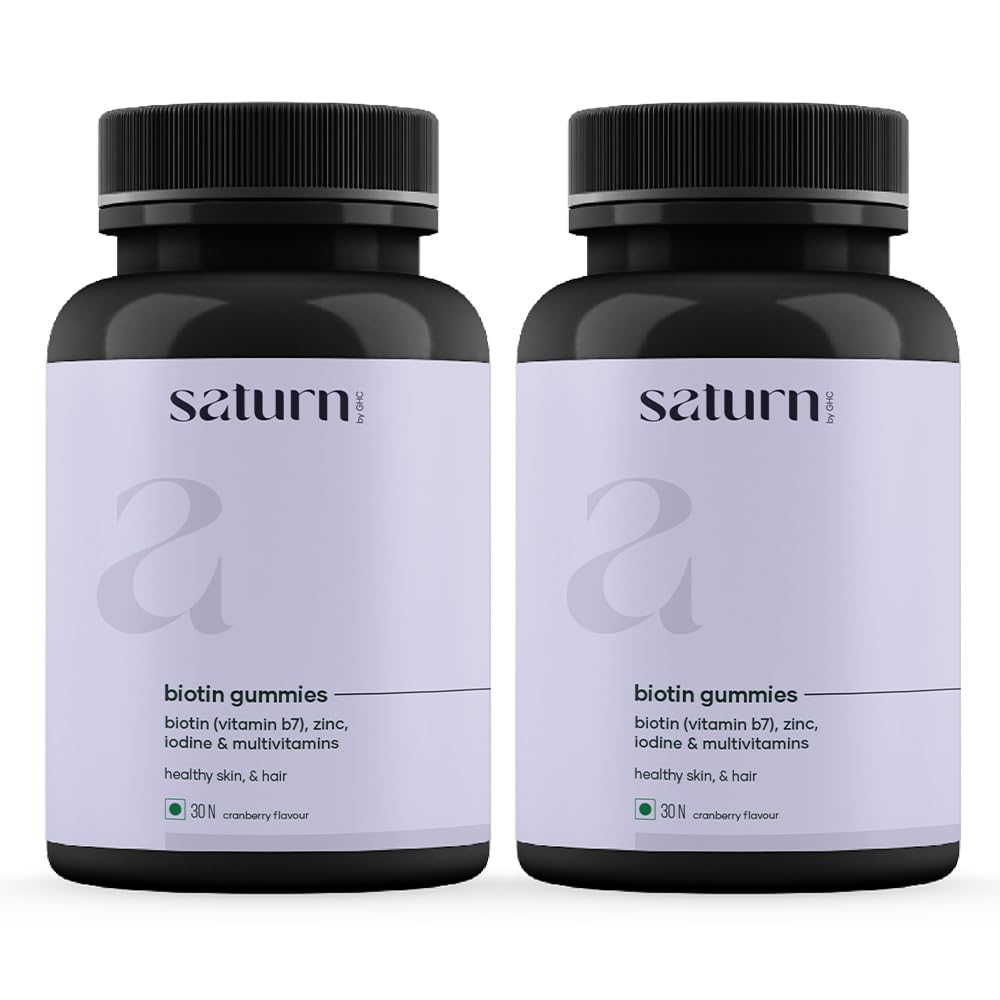 Saturn by GHC Biotin Hair Gummies - 60 Gummies | for Stronger, Shinier Hair & Nails | Hair Gummies for Women | Gummies for Hair Growth (Pack of 2)