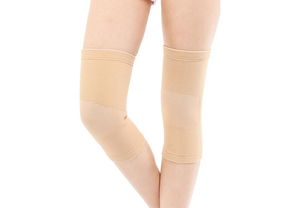 Elandy1 Pair Unisex Non-trace Knee Pads-Knee Brace Support Sleeve Leg Support Brace Pads Kneecap For Outdoor Sports Volleyball Basketball Dance Cycling Climbing Yoga (Nude)