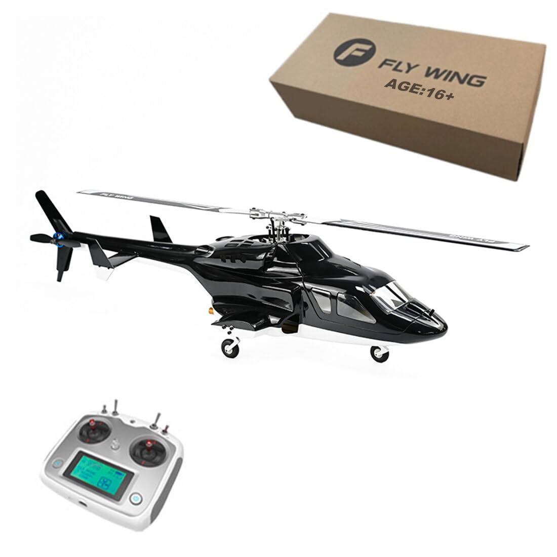 Metalakaer RC Helicopter for Adults, FLYWING FW450L Airwolf 450 -Class 2.4G RC Military Helicopter, with GPS Positioning, Brushless Motor, Four Flight Modes, Aircraft Toy for Beginners (RTF Version)