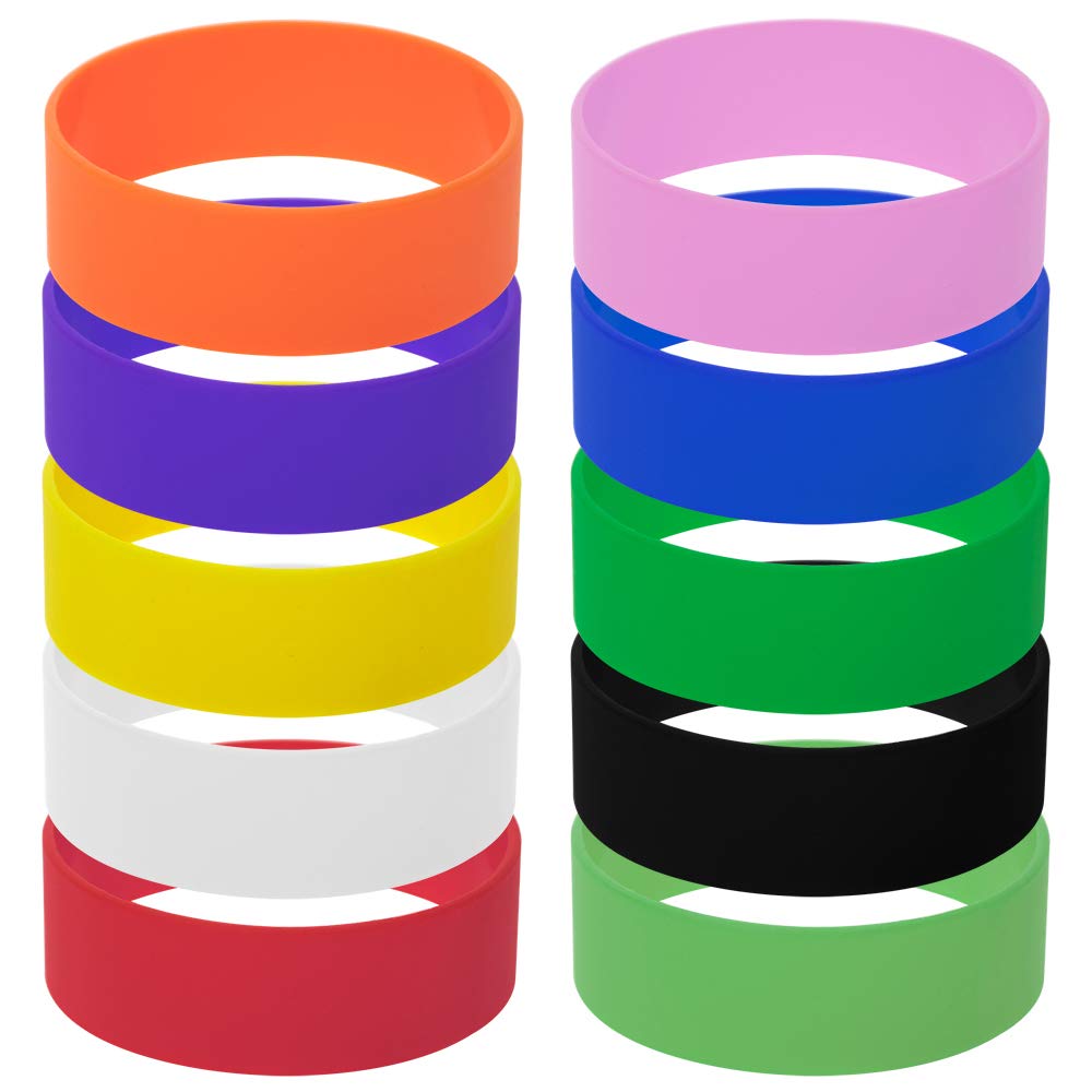 GOGO 10 PCS Wide Silicone Wristbands Rubber Bracelets, Party Favors