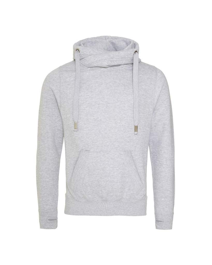 AWDIS JUST HOODSAWDis Men 80/20 Heavyweight Cross Over Neck Hooded Sweatshirt 3XL HEATHER GREY