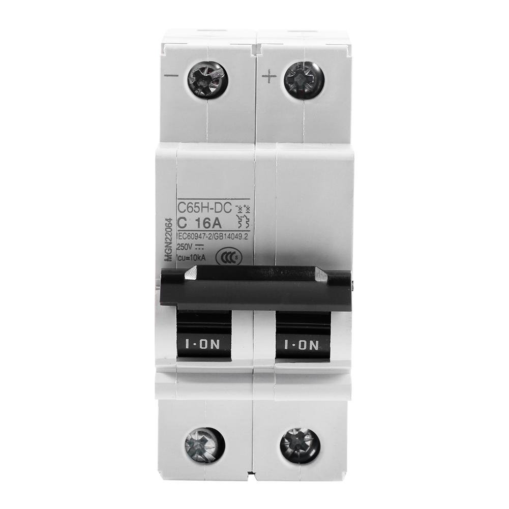 nulala Air Circuit Breaker 250V DC 2P Low-Voltage Miniature Air Circuit Breaker Solar Energy Switch 16A/32A/63A(16A)