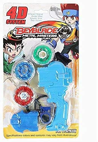 KHAMKARI TOY® 4D Metal Fusion Beyblades,System beyblades, 3 in 1 beyblades Metal Fighter, Fighters Fury with Metal Fight Ring and Handle Launcher Toy (Blue Color Beyblades)