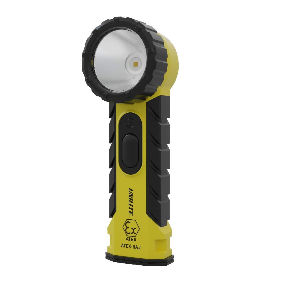 Unilite ATEX-RA2 Prosafe Zone 0 Intrinsically Safe CREE LED Right Angle Torch IP54 | 350 Lumen | 4 x AA Batteries | 6.5 to 13 Hours Run Time