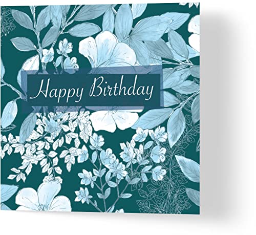 Wuzci "Happy Birthday Vintage Floral Birthday Card, 150 mm Length x 150 mm Width