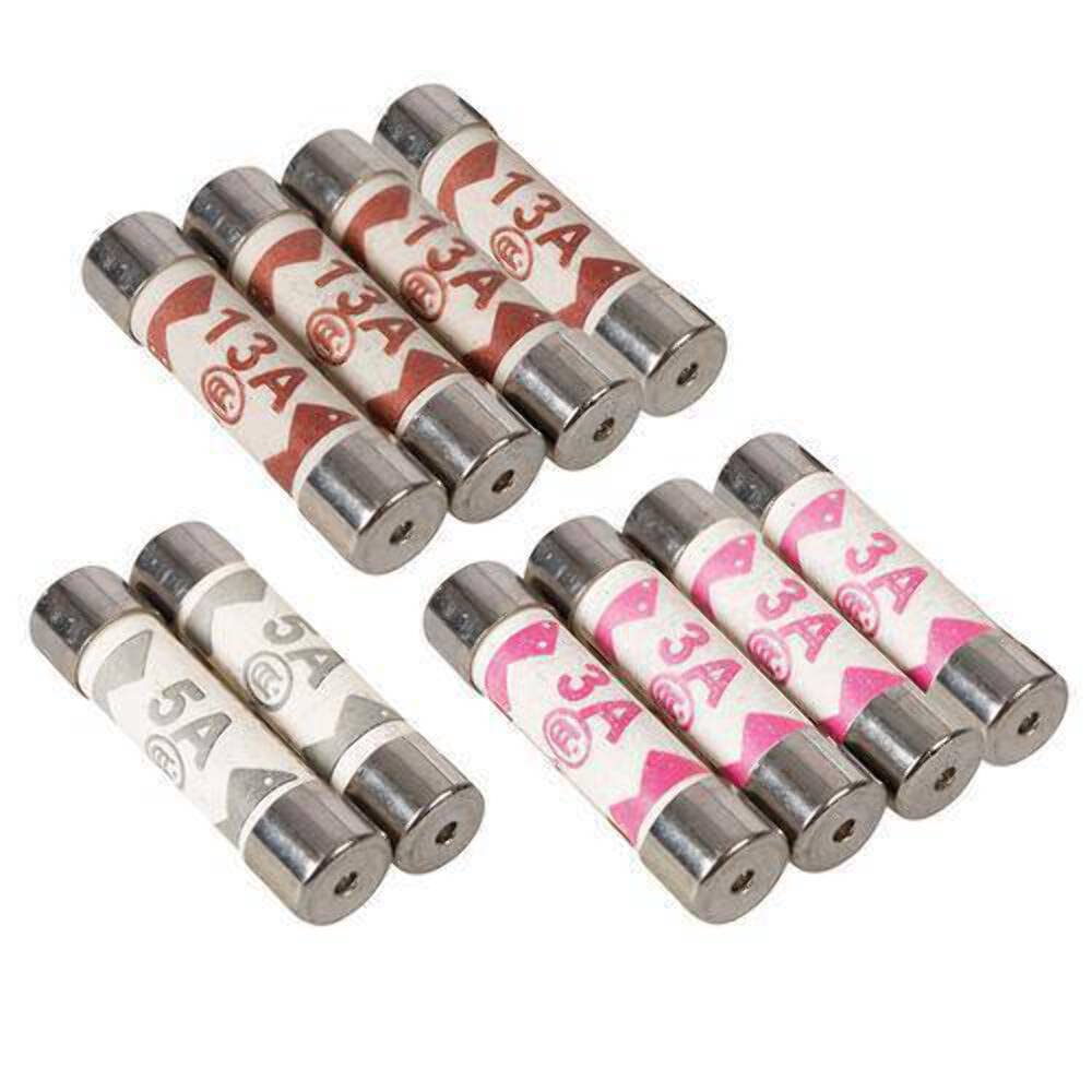 Silverline Powermaster 952591 Fuses 10pk 3A, 5A and 13A, Grey