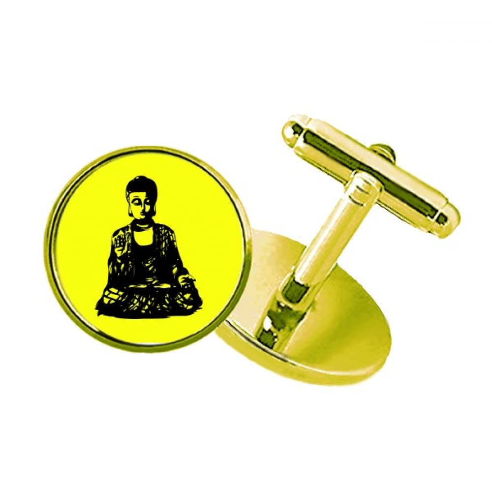 shakyamuni portrayal meditate sublimation studded business metal cufflinks en