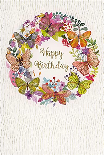 Pictura Gold Foil Butterfly Wreath Birthday Card