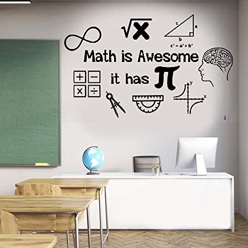 ROWNOCEAN Math Wall Decal, Math is Awesome, Removable Vinyl Stickers for Classroom Students Math Teacher Gift, Mathematics Symbols Murals for Bedroom Study Room (26.8" X 16.5")