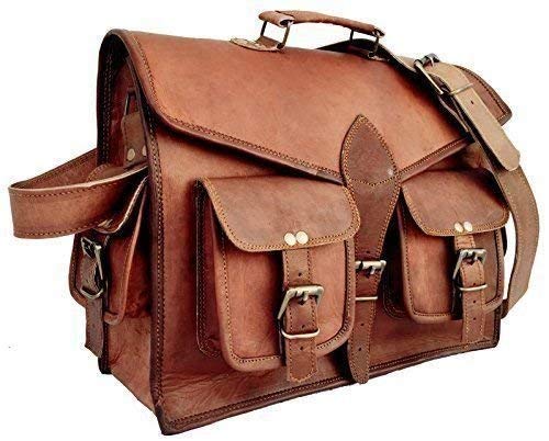 Anshika International Vintage Handmade Browm Leather Bag for Boys Girls (Size 13 inch)