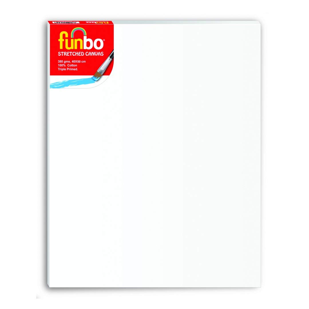 Funbo 380 Gsm Stretched Canvas, 40 cm x 50 cm Size, White, 40x50cm