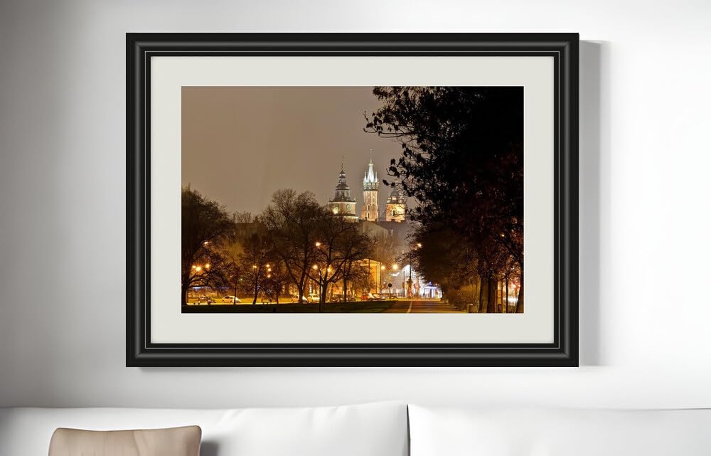 JVERF - JZZF07414 Krakow Poland Castles Wawel Night Trees Street| Self-Adhesive Painting | Frameless