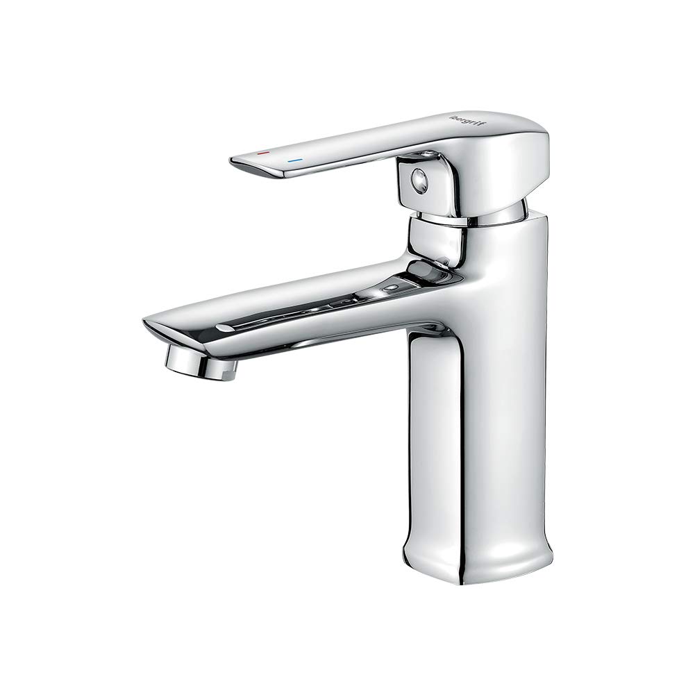 Ibergrif Mines, Single Lever Basin Mixer, Bathroom Tap, Chrome, Silver