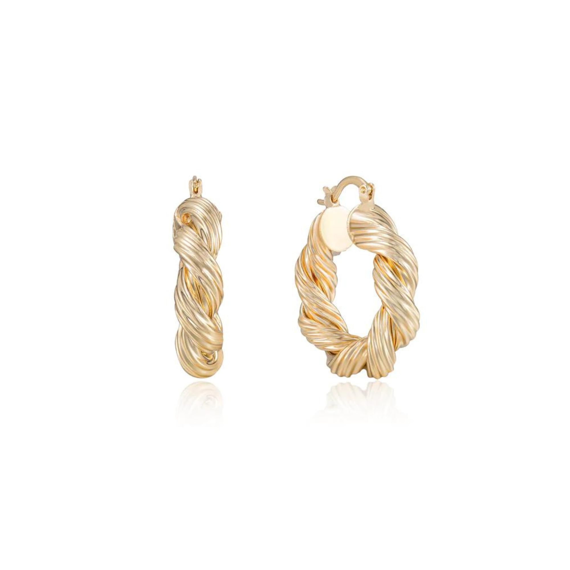 EttikaGold Hoop Earrings. Earrings For Women. Modern Day 18k Gold Plated Twist Hoops Earring. Birthday Gifts For Women