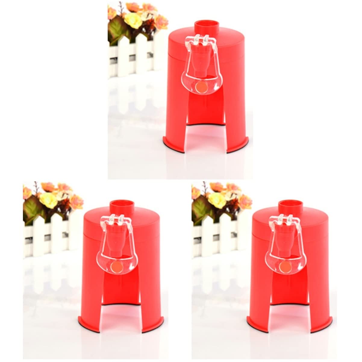 Hemoton Drink Dispensers Bottles Water Coolers 3pcs Drinking Soda Drink Red Water Dispenser Cola with Desktop Stand Device Faucet Bottles Water Coolers Home Water Dispenser