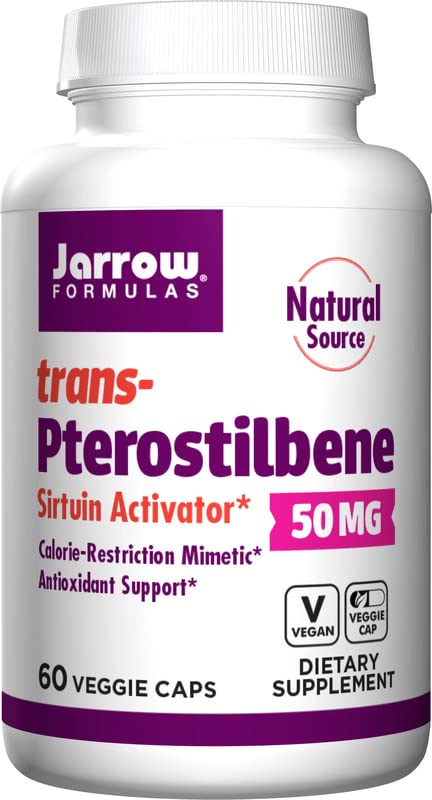 Jarrow Formulas, Trans-Pterostilbene, 50mg, 60 Vegan Capsules, Lab Tested, Soy Free, Gluten Free, Vegetarian, Non-GMO