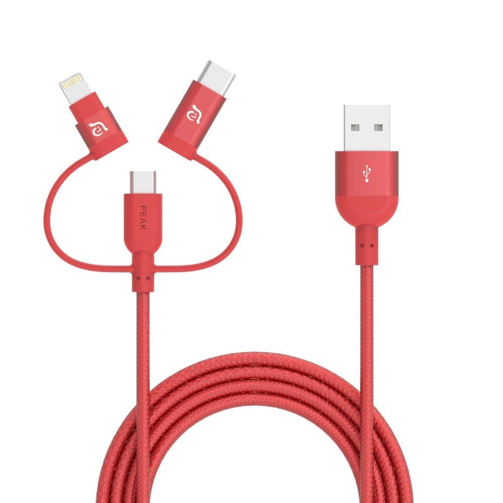 Adam Elements PeAk II Trio Lightning, USB Type-C, and Micro USB in one Cable 120cm