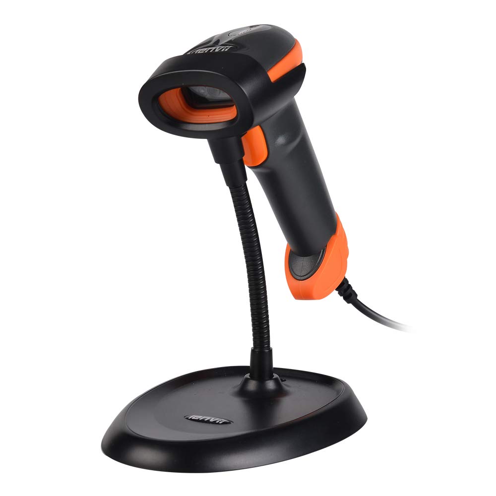 LENVIIC300 Wired 2D Barcode Scanner with Stand,Barcode Reader Support Reading 1D QR Code Scanner for Shop Library Express Company Retail Store Warehouse