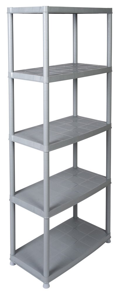 Kreher Practical Plastic Shelving in a Grey. Dimensions (W x D x H: 71 x 38 x 171 cm Maximum Load 30 kg per Shelf. TV Rheinland certified.