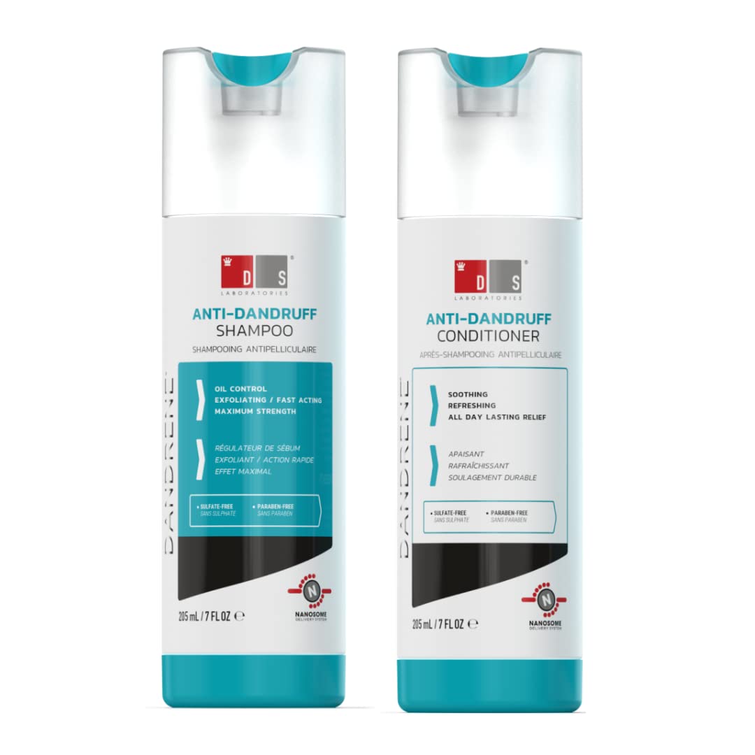 DS LaboratoriesDandrene Dandruff Shampoo and Conditioner Bundle – Shampoo and Conditioner for Itchy, Dry Scalp, Psoriasis, Seborrheic Dermatitis, For Men and Women (205ml)