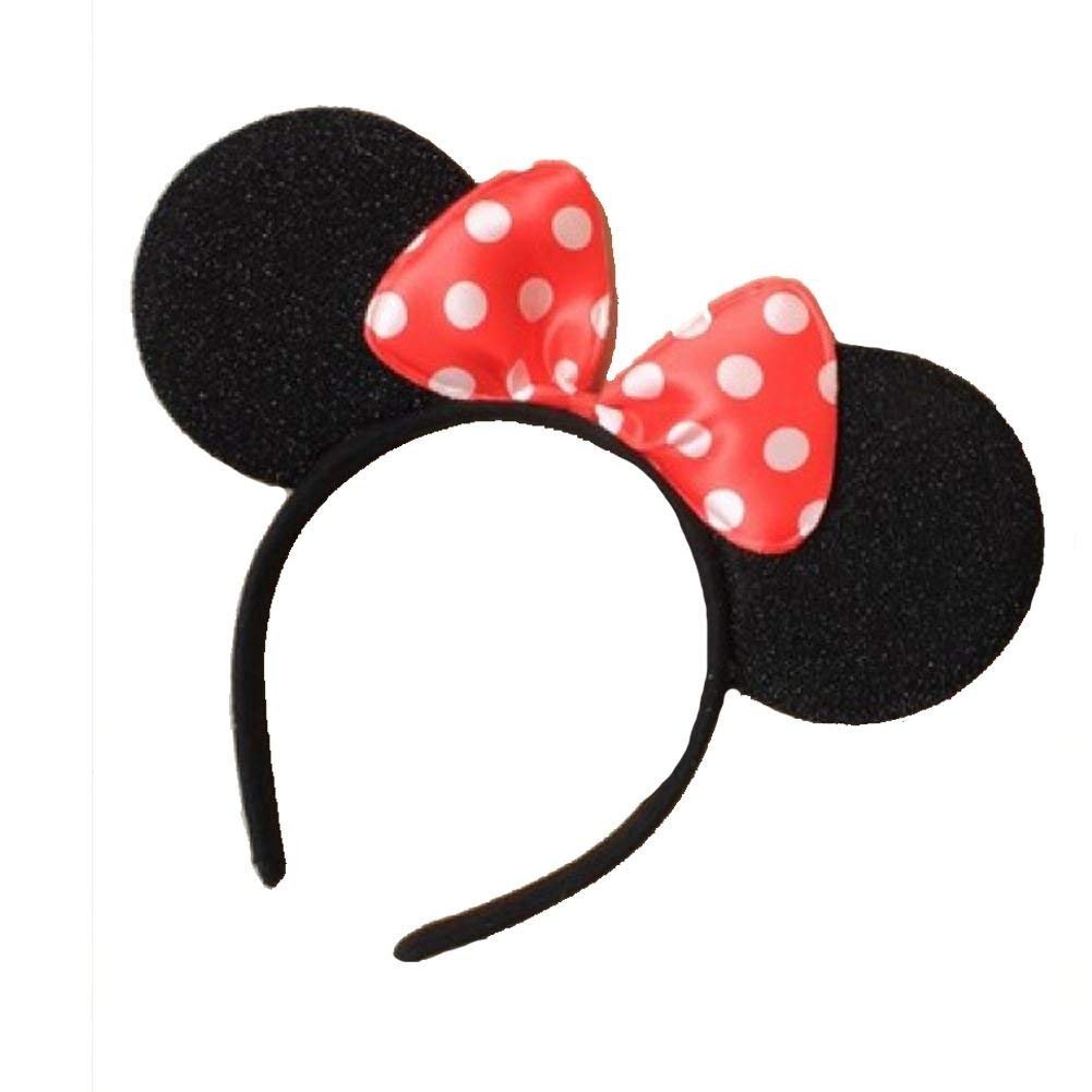 Molly&Rose Black Minnie Mouse Ears on Alice Band with Red and White Spotted Bow