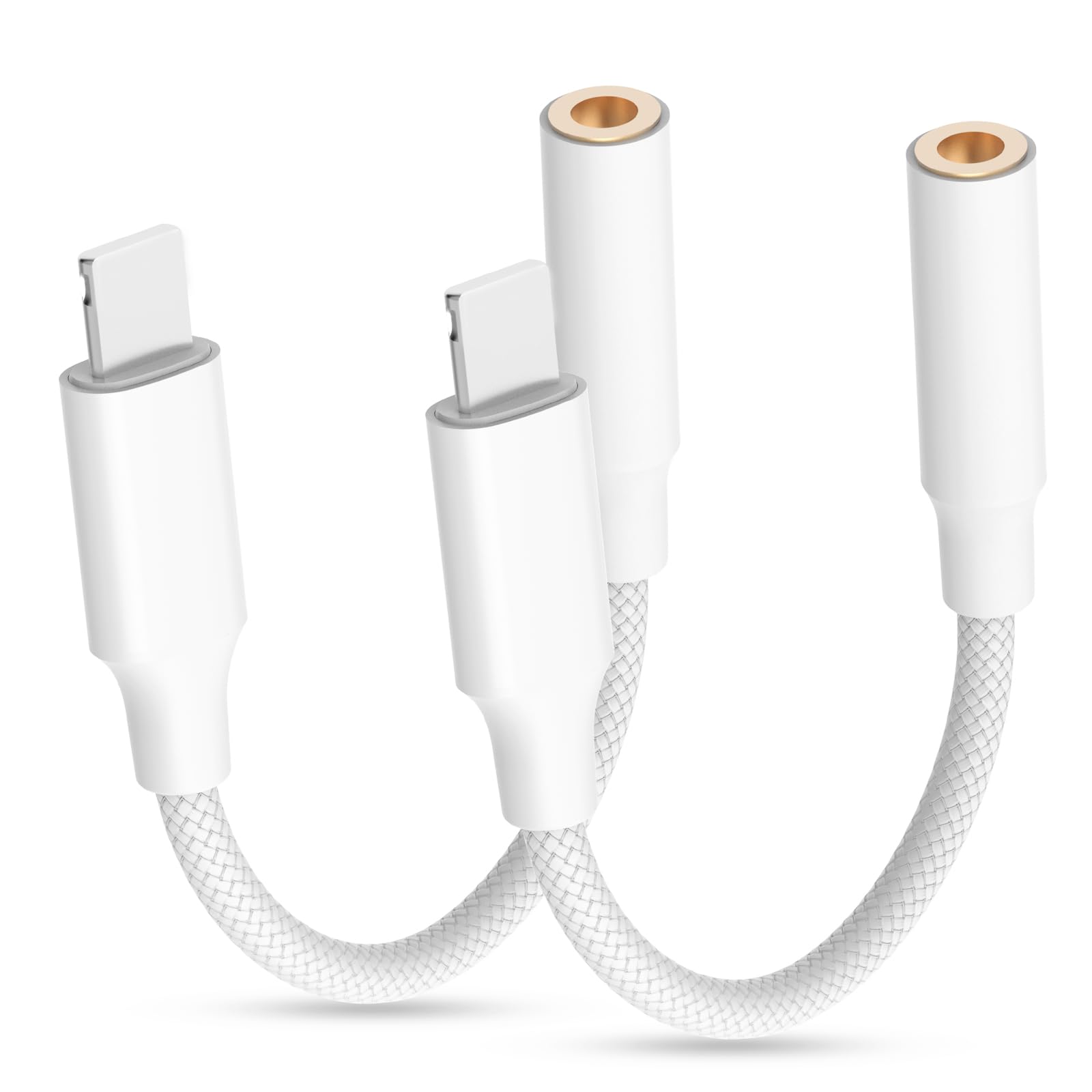 2 Pack Headphone Jack Adapter for i-Phone Headphone Adapter, Headphone Adapter for i-Phone AUX Adapter, Aux Audio Dongle Converter for i-Phone 14/13/12/11/SE/XR/XS/8/7 Support Call+Music Control