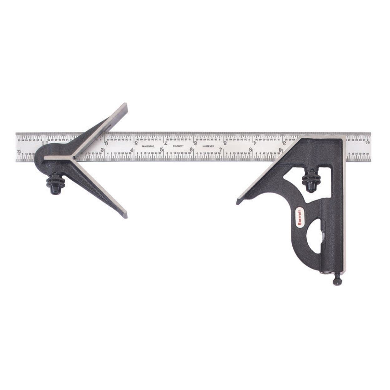 Starrett C11H-12-4R Combination Square with Square Head 12”, 4R Grad, Satin Chrome Blade