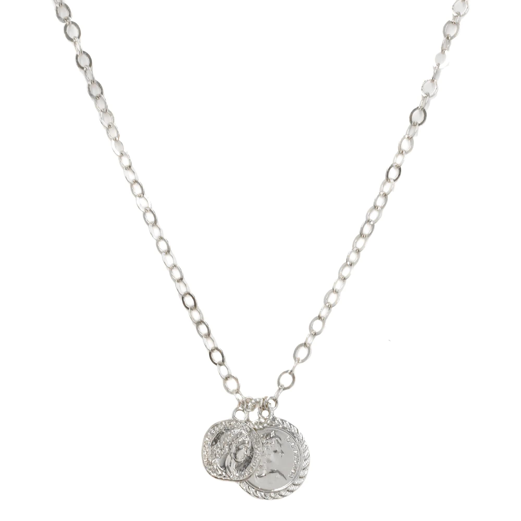 EttikaNecklace for Women. The Adventurer Double Coin 18k Gold Plated or Rhodium Necklace. Fashion Jewelry. Great Gift