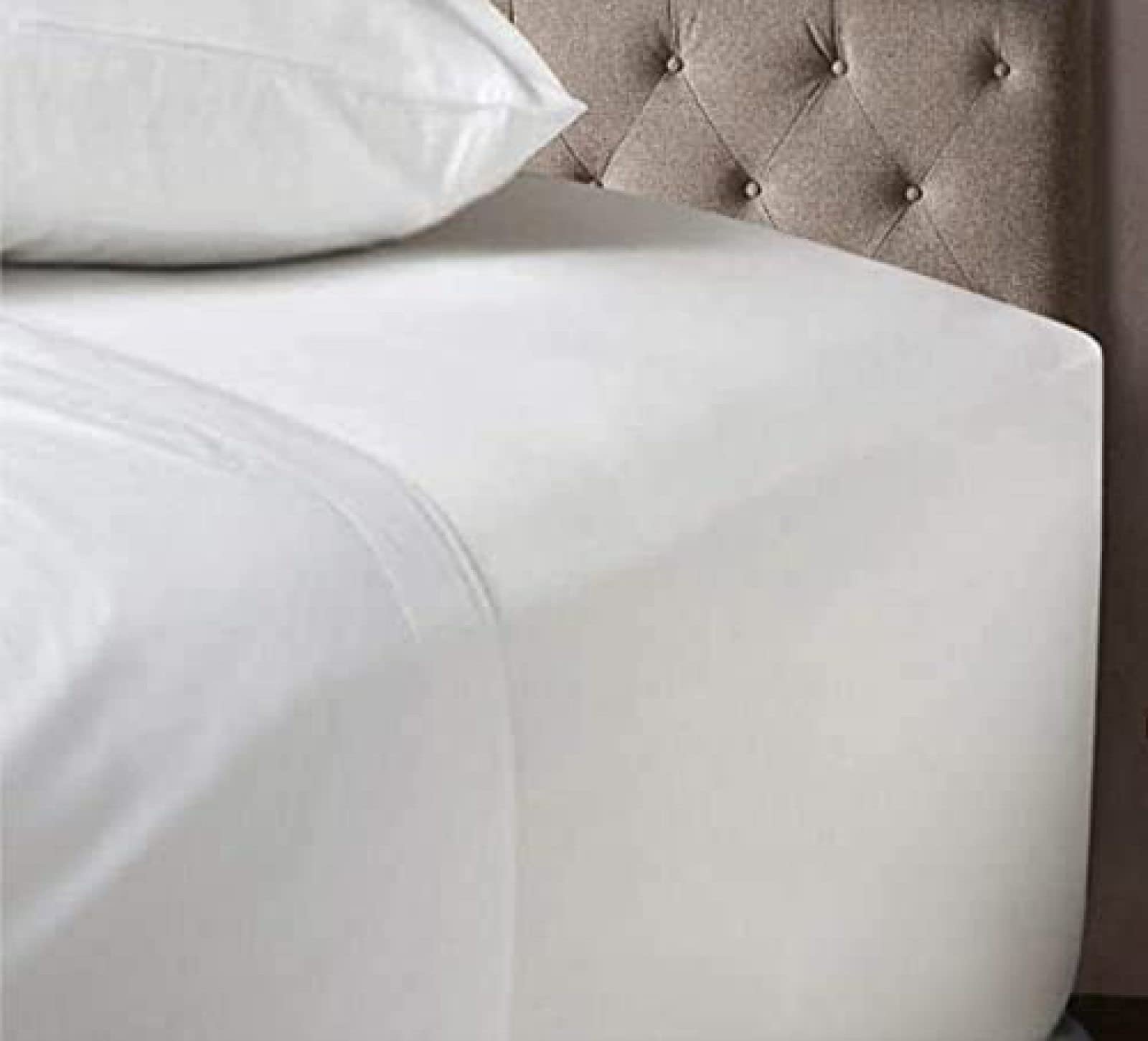 Noah's Linen Extra Deep Fitted Sheet King Size White 100% Cotton 200 Thread Count 200 TC Percale 40cm/16 Inches