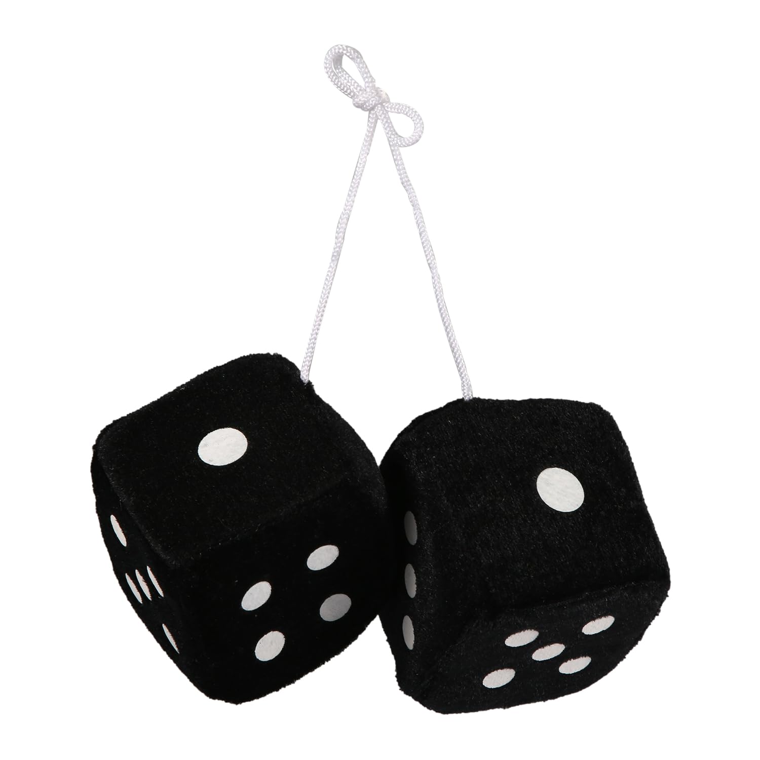 LUTERPair of Plush Dice for Car Rearview Mirror, Black Car Interior Dice Vintage Plush Dice for Car Square Dice Car Mirror Hanging Accessories Dice Decor for Car Home and Office