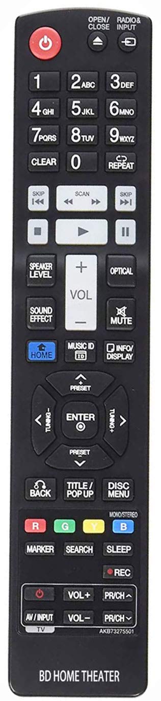 AKB73275501 Remote Replacement for LG Blu-Ray Disc Home Theater HB906TAW HLX55W HX995TZW HB966TZW HLX56S HB906TAW LHB755W LHB335 LHB336 LHB535 LHB536 LHB975 LHB976 LHB336