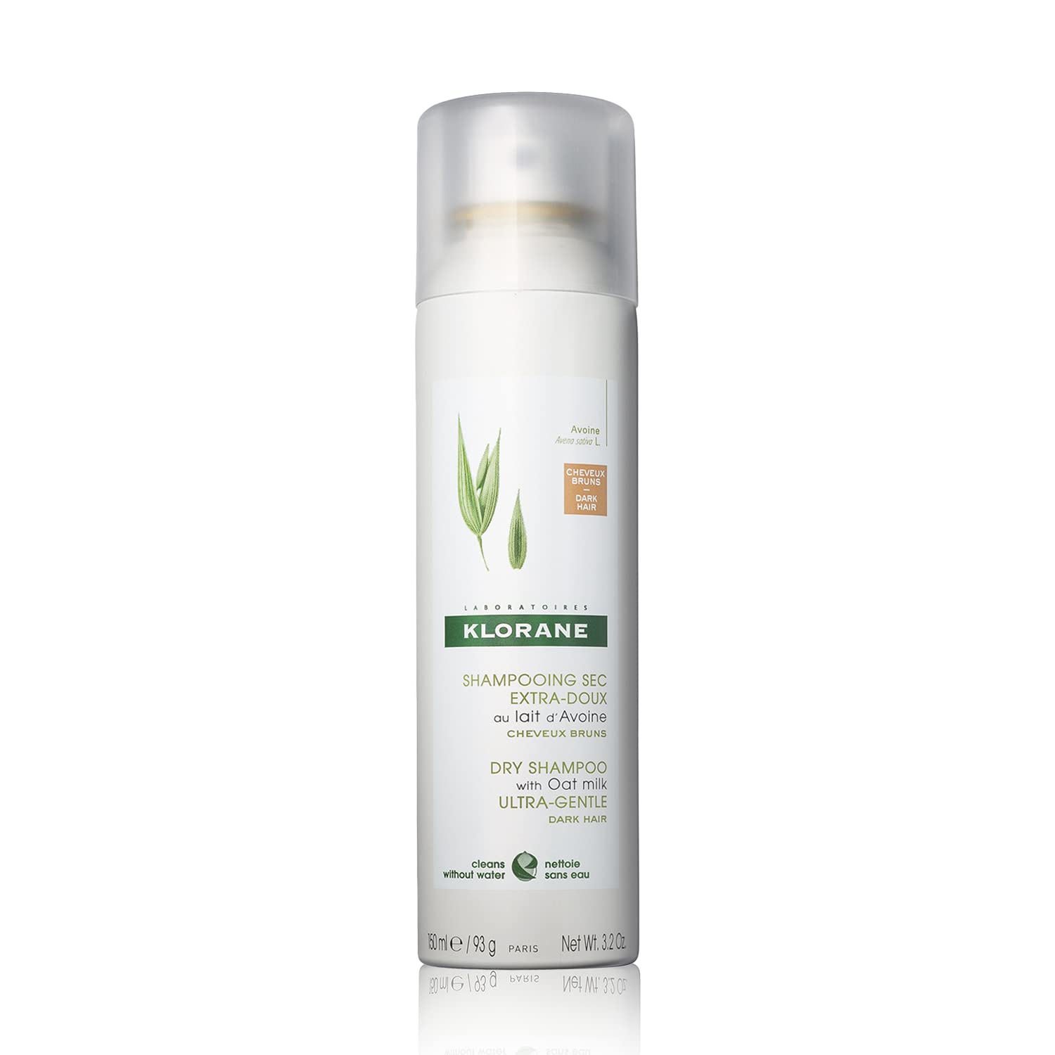 Klorane Dry Shampoo with Oat Milk, For Dark Hair, Natural Tint, All Hair Types, Paraben & Sulfate-Free