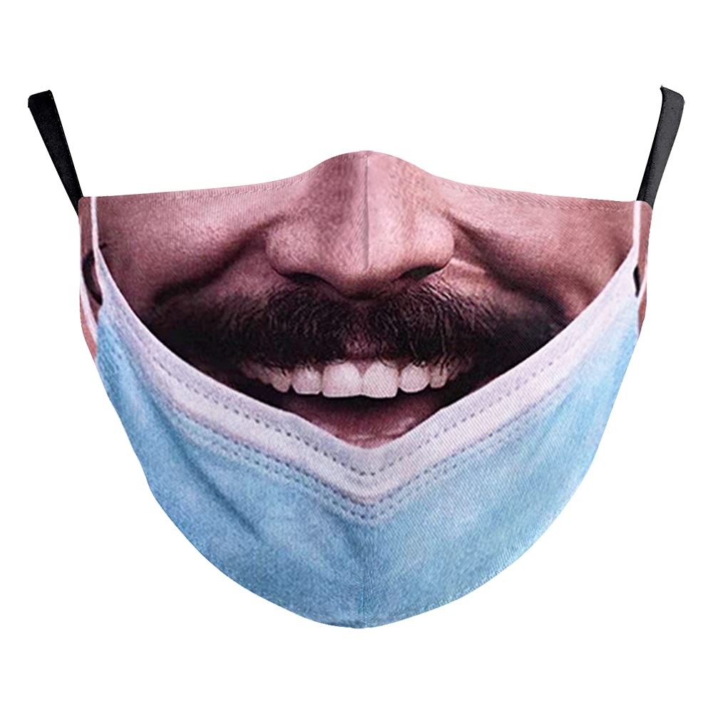 eBoutik –Face Masks with Filter Slot – Male Man Funny Face Design - Reusable Breathable Washable at 60 Degrees Face Coverings