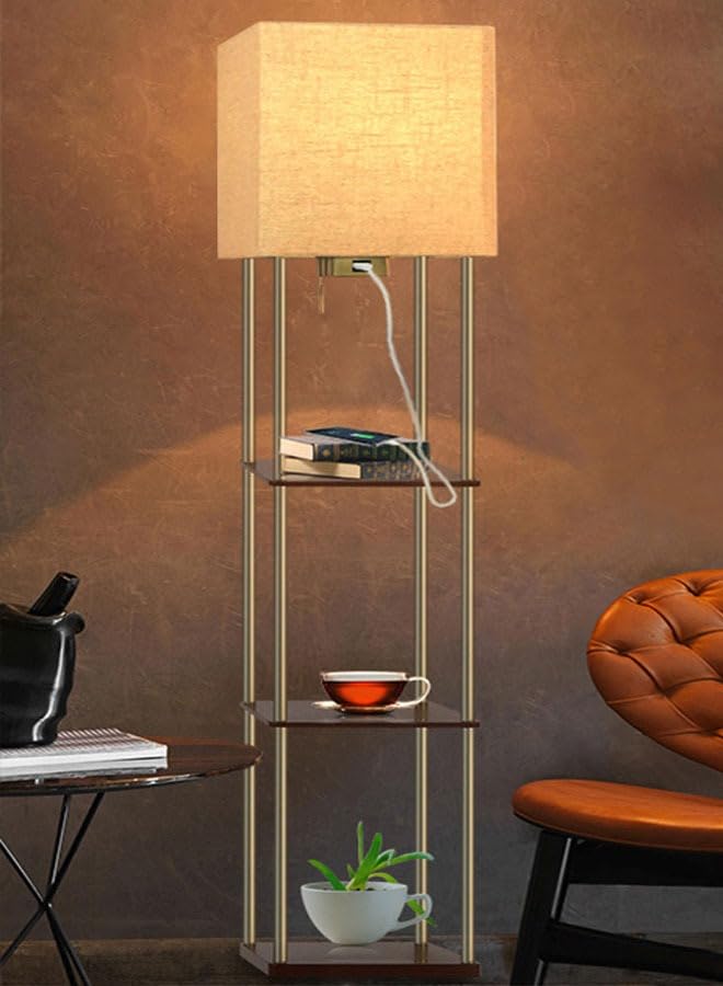 Nordic Modern Bedroom linen cover Standing Floor vertical lamp Pull cord switch with 9W bulb