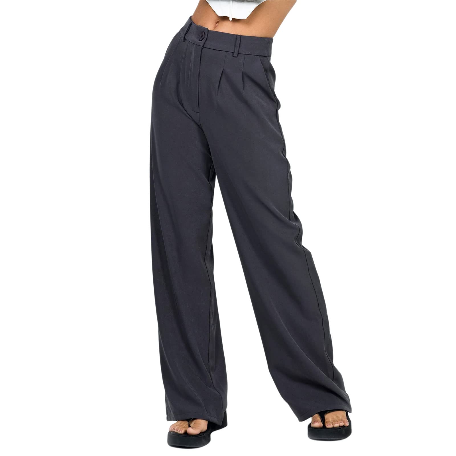 FeMereinaWomen's Suit Pant,Casual Stretch Straight Wide Leg High Waisted Long Work Pants Comfort Fit Bootcut Pants